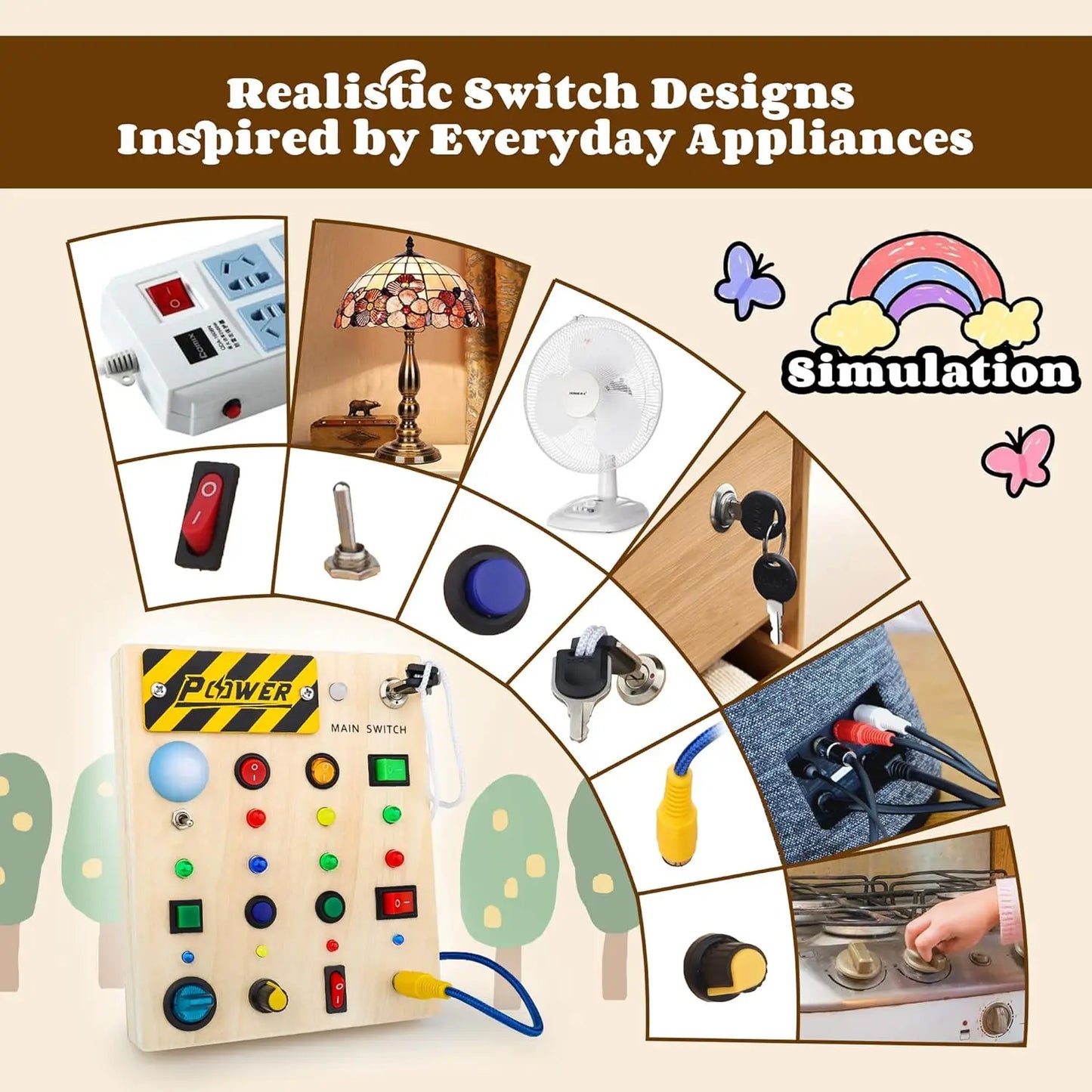 BizyKoady Montessori Sensory Busy Board Toddler Fine Motor