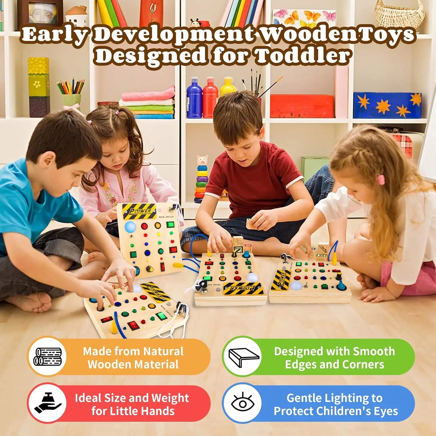 BizyKoady Montessori Sensory Busy Board Toddler Fine Motor