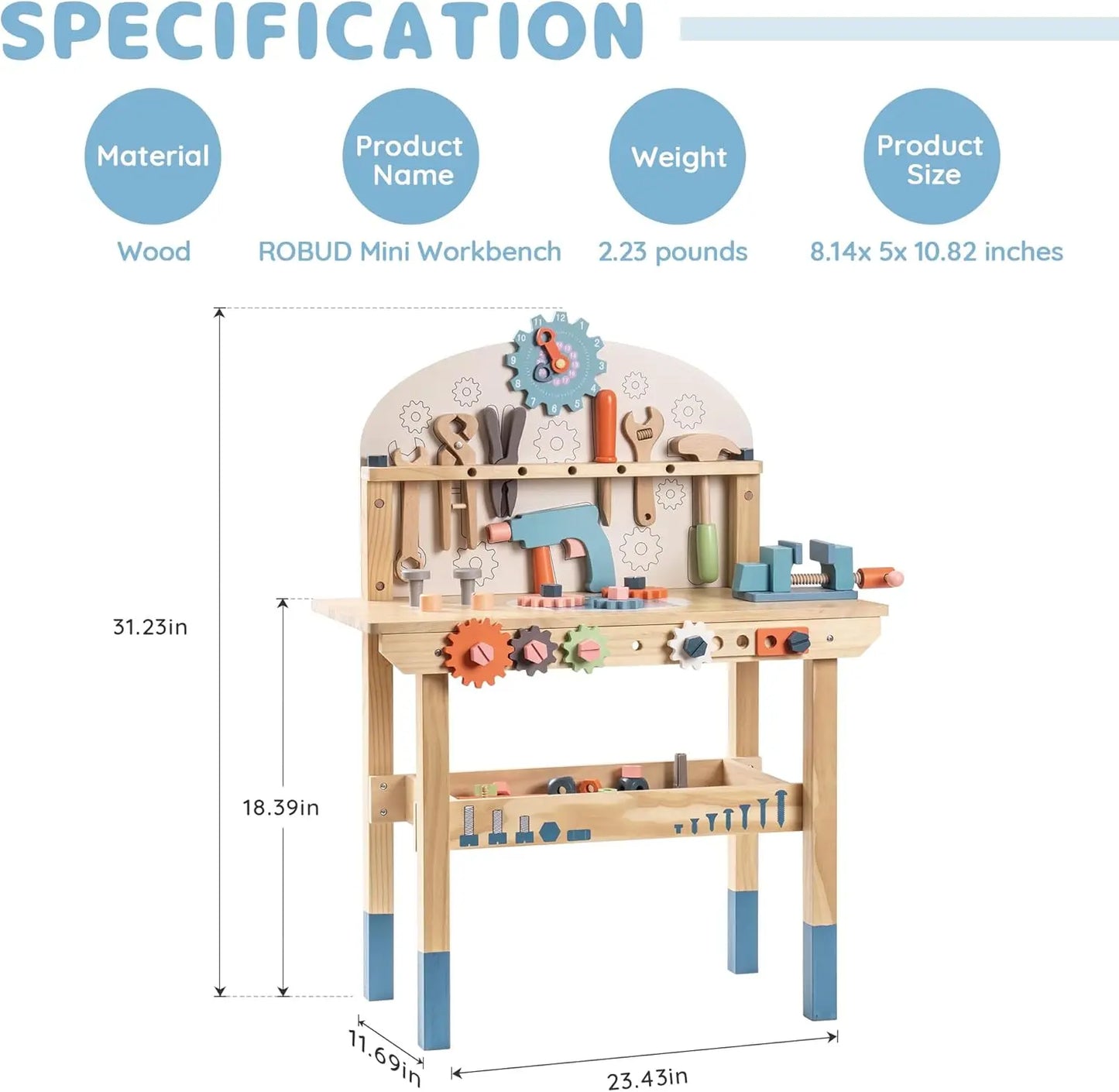 Rolife Robotime Kids Tool Bench Wooden Construction Toys