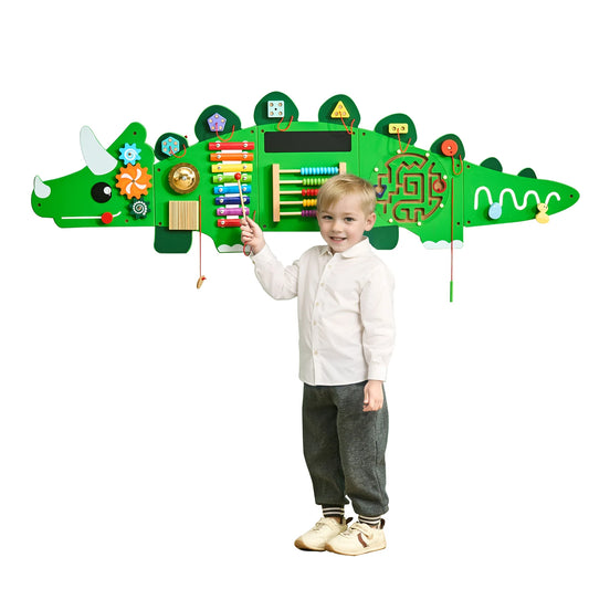 SucceBuy Dinosaur Busy Wall Panel Montessori Sensory Toys
