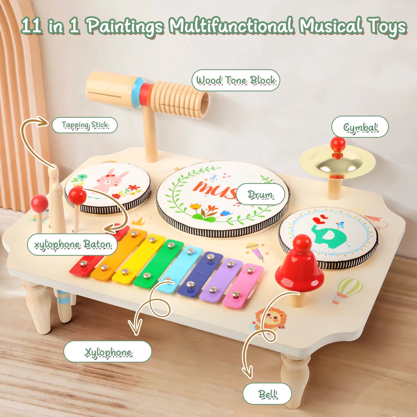 Montessori Baby Drum Kit With Xylophone For Ages 1 To 3