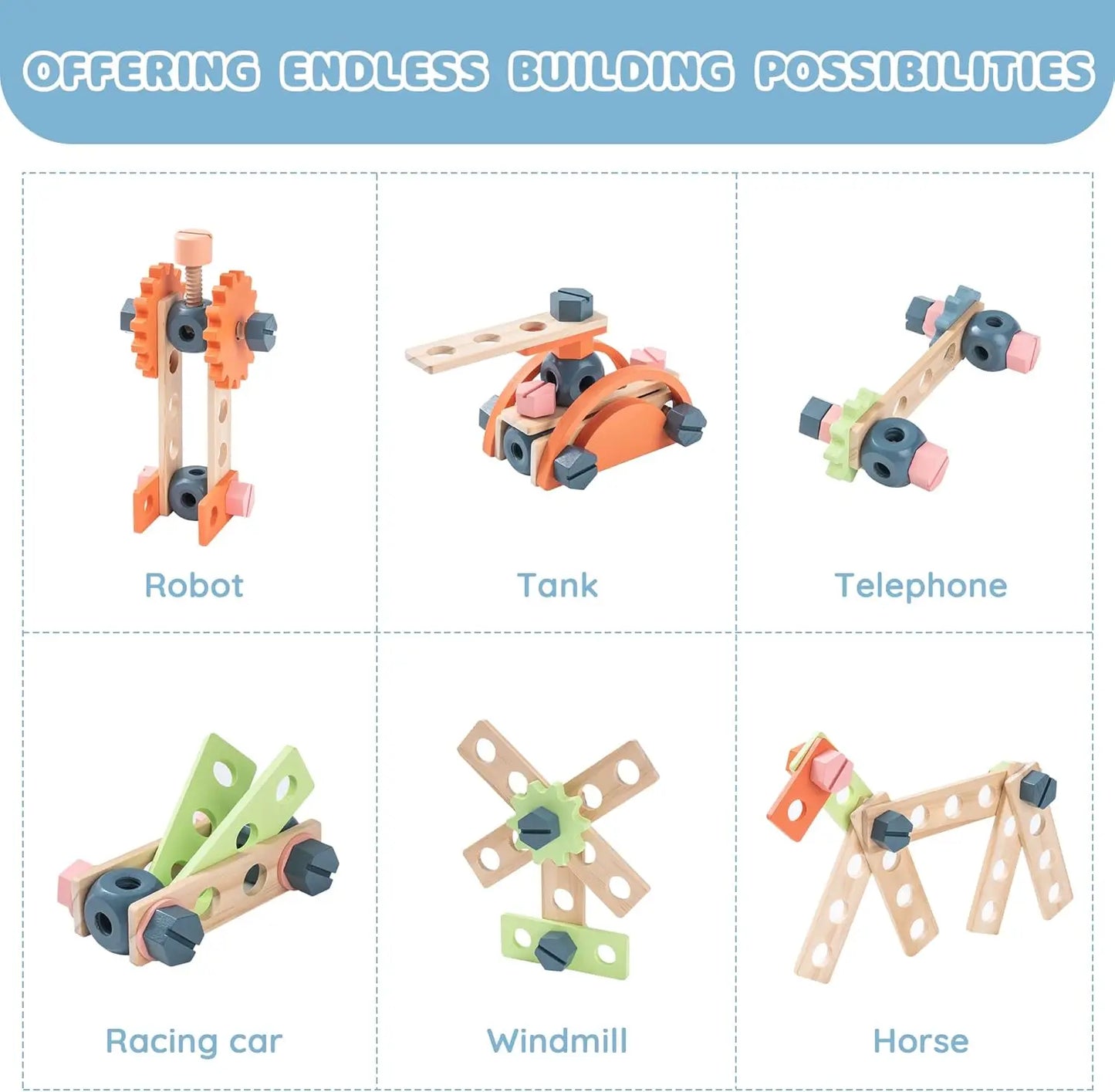 Rolife Robotime Kids Tool Bench Wooden Construction Toys