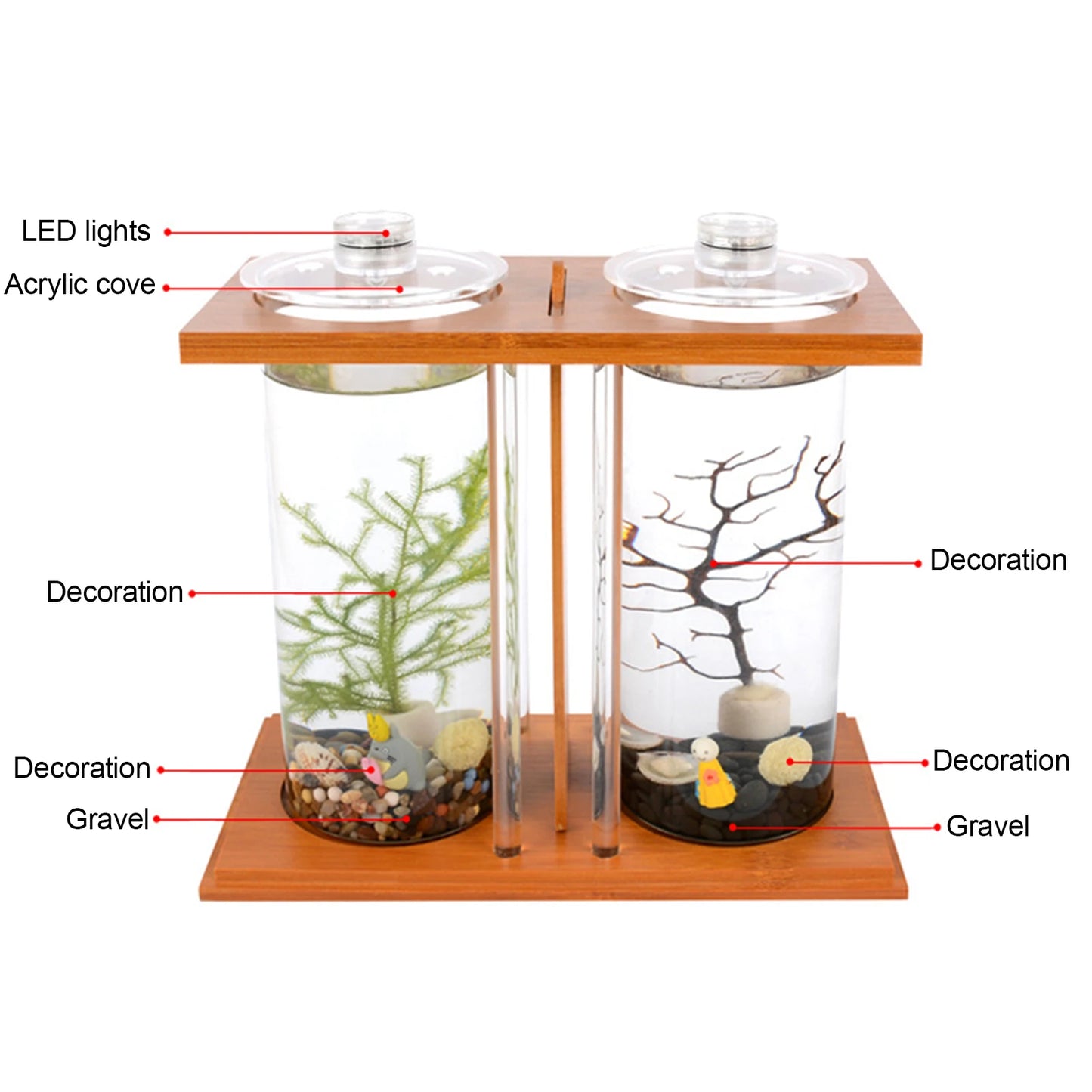 Hign-Concerned Desktop Mini Fish Tank Bamboo Wood Aquarium