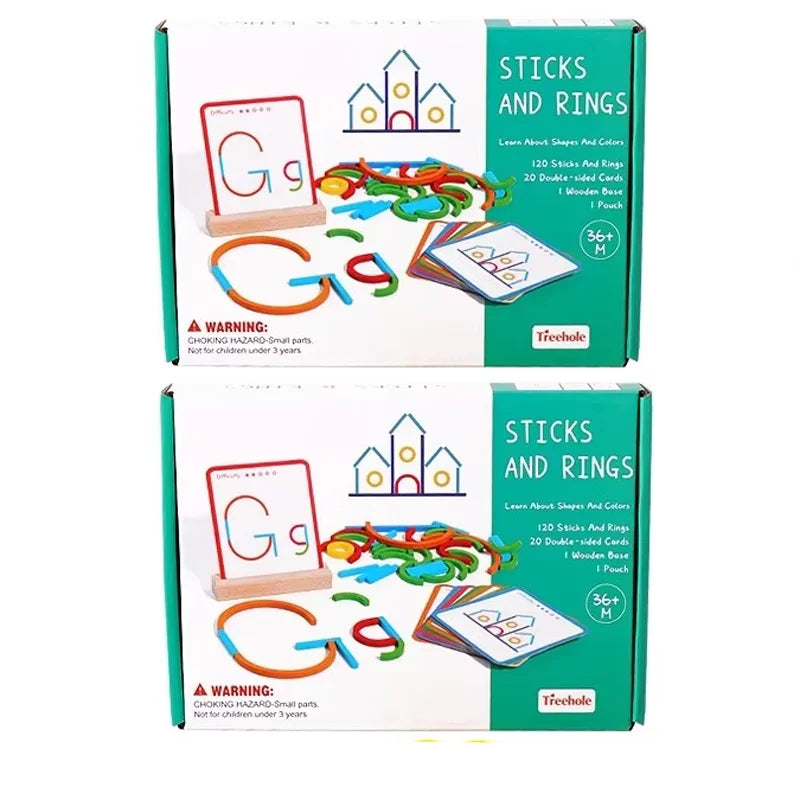 Wooden Sticks Rings Puzzle Montessori Educational Toy