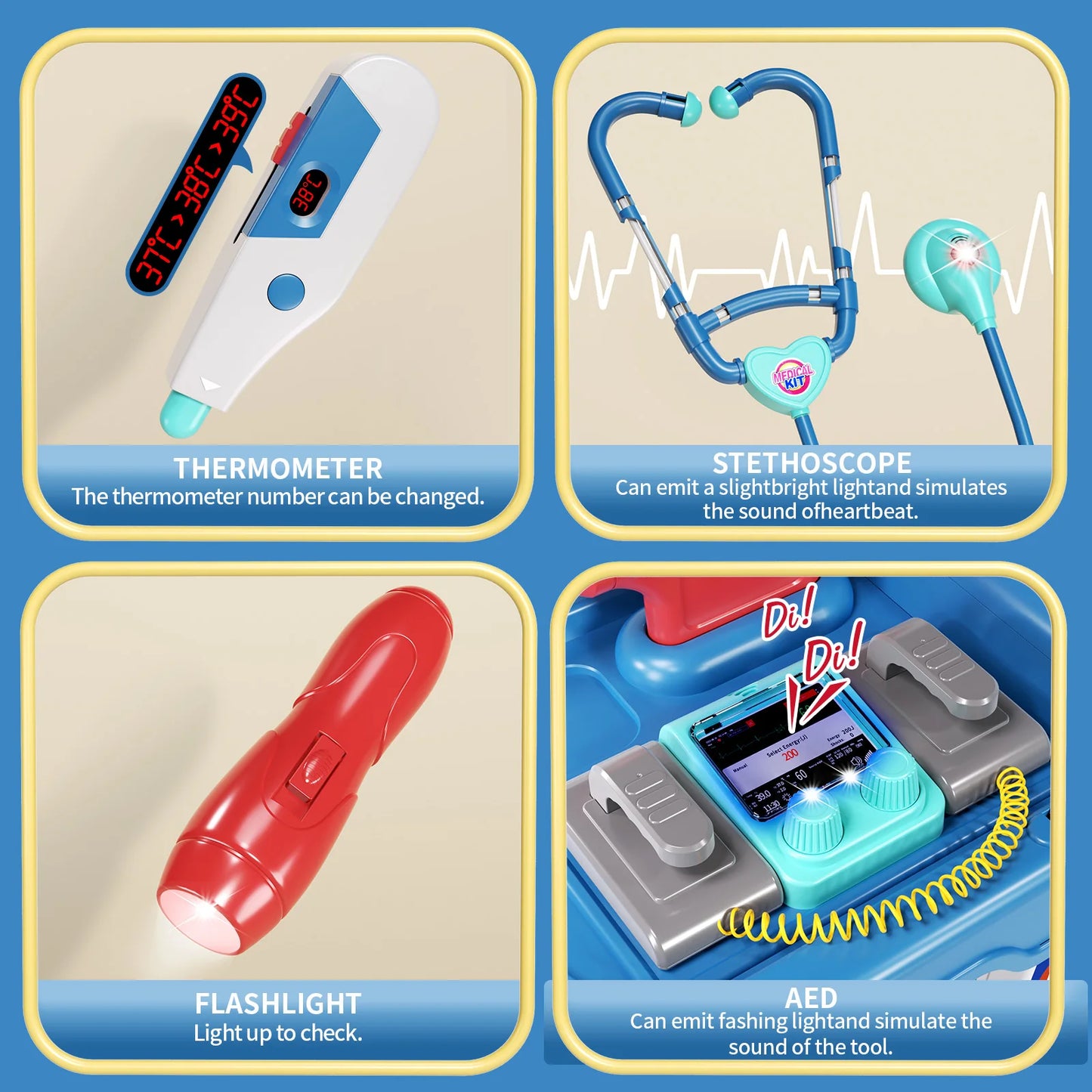 Jovow Kids Doctor Toy Set With Case Injections Stethoscope