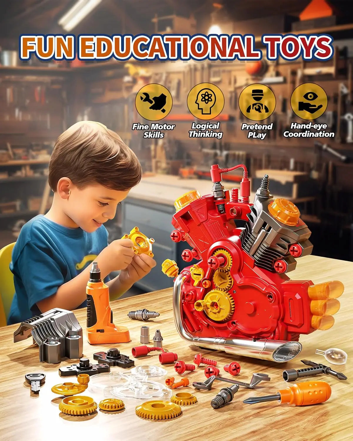 Engine Building Kit For Kids STEM Engine Model Toy