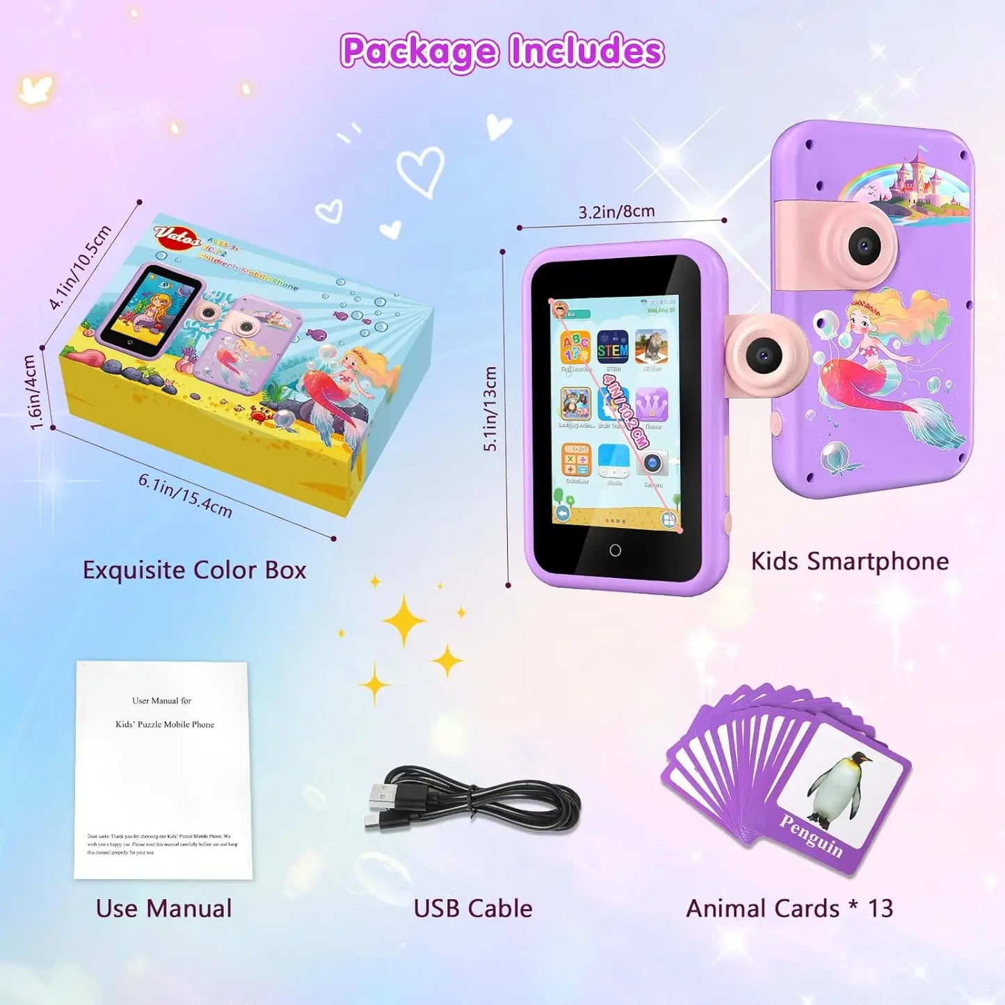 VATOS Kids Smart Phone Toy Dual Camera Educational Toy