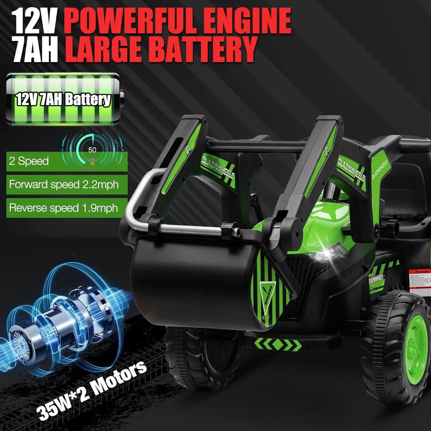 HobbyLane 12V 3 In 1 Ride On Excavator Tractor Trailer