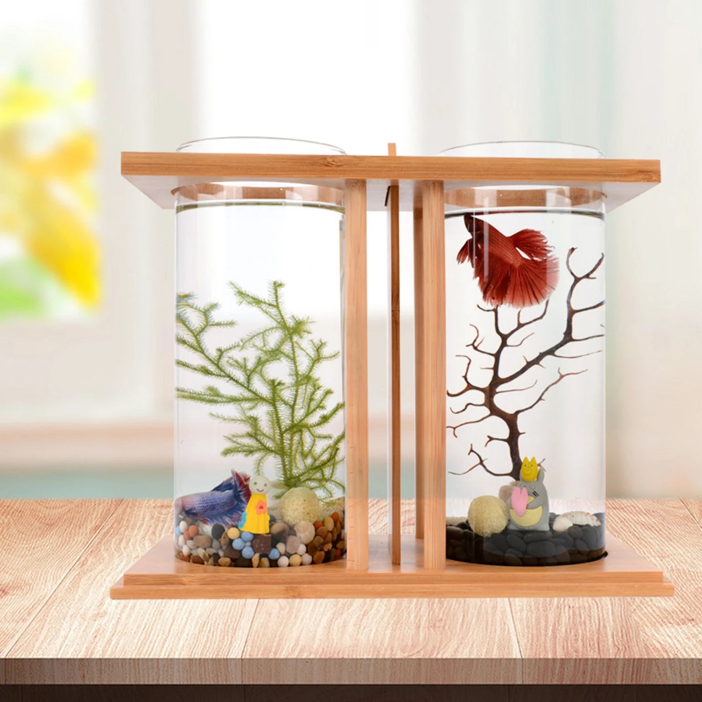 Hign-Concerned Desktop Mini Fish Tank Bamboo Wood Aquarium