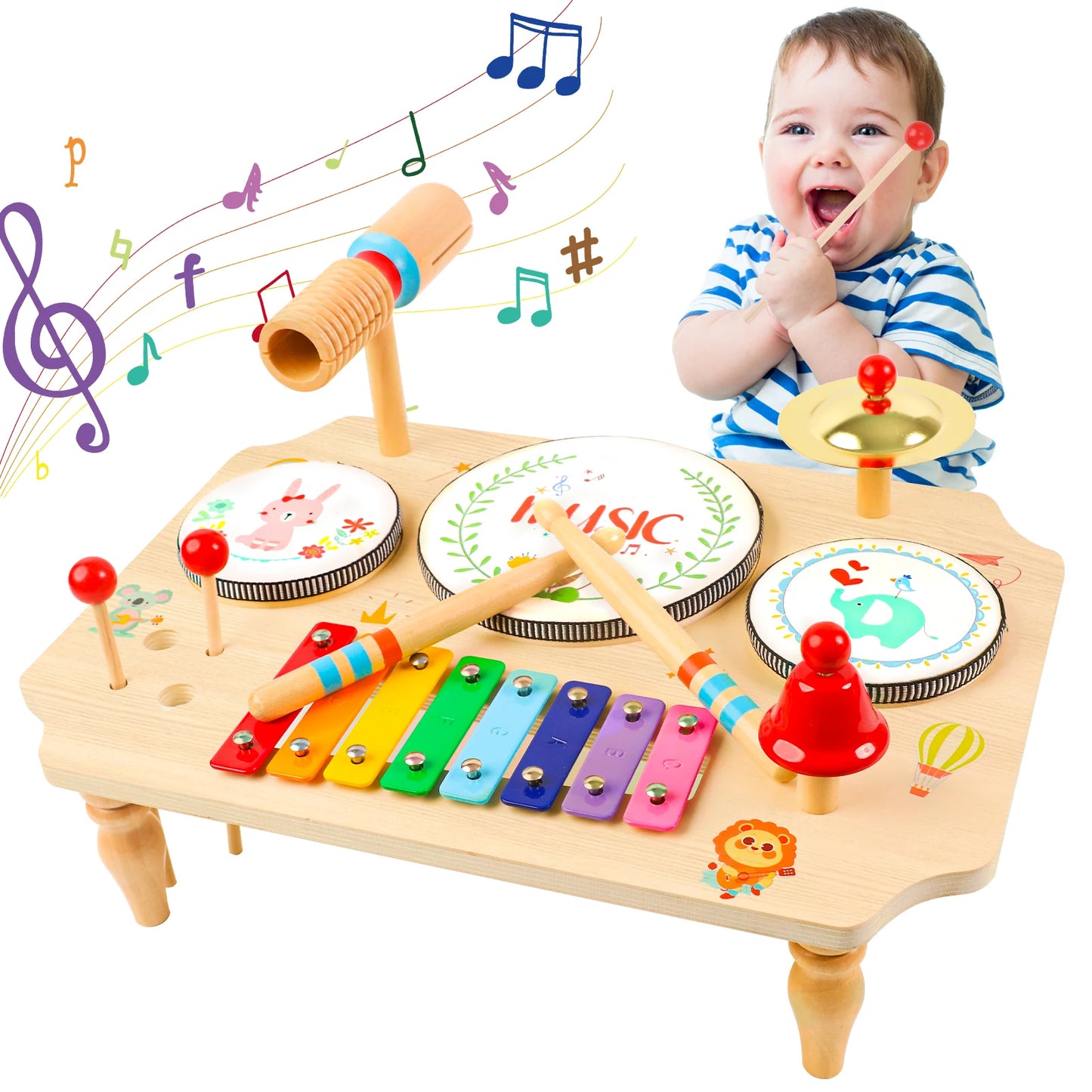 Montessori Baby Drum Kit With Xylophone For Ages 1 To 3