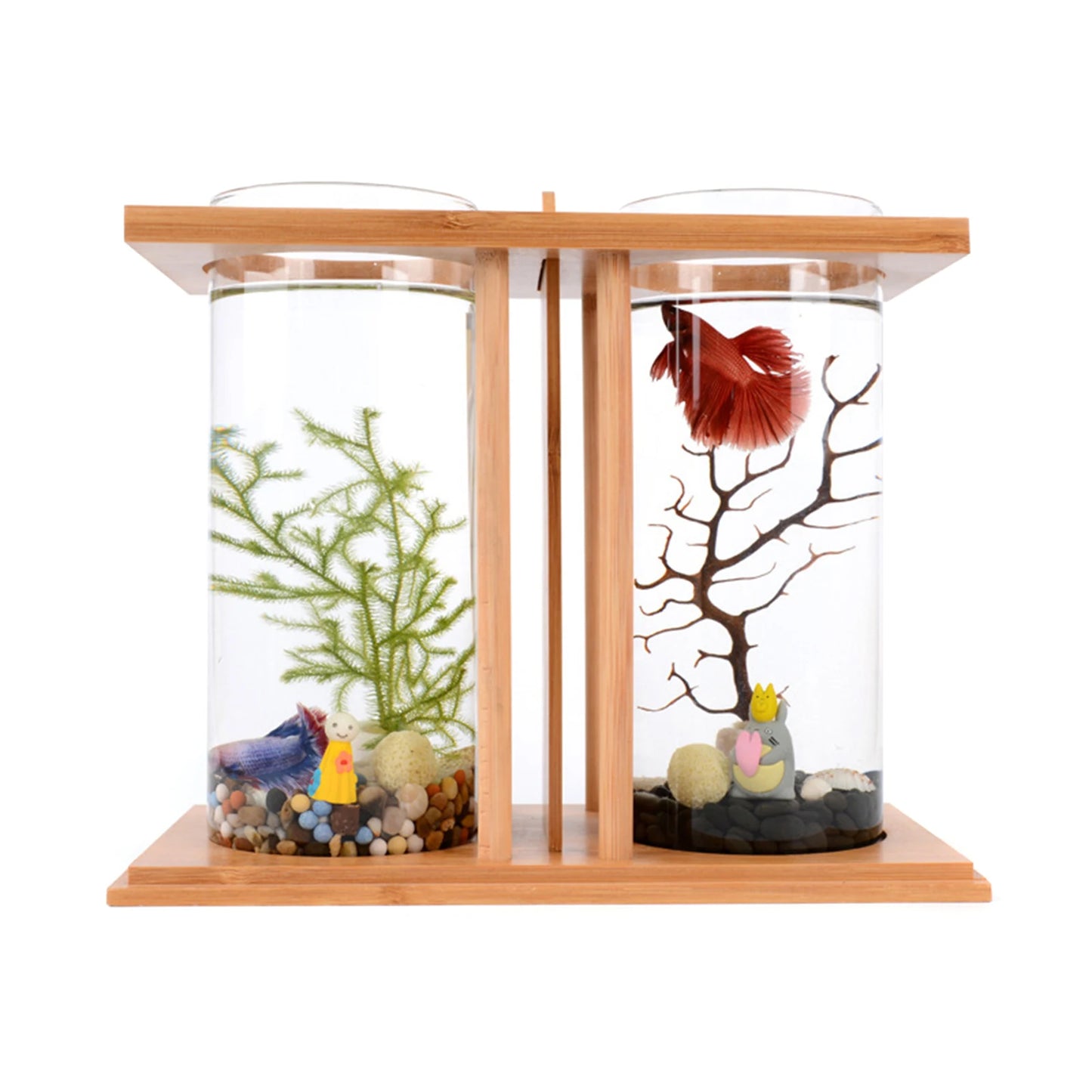 Desktop Mini Fish Tank Bamboo Wood Ecological Aquarium