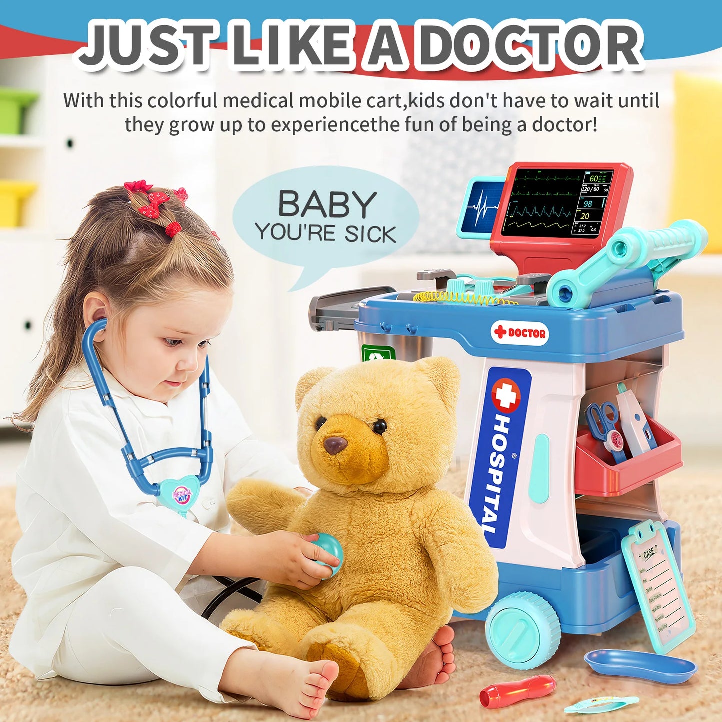 Jovow Kids Doctor Toy Set With Case Injections Stethoscope