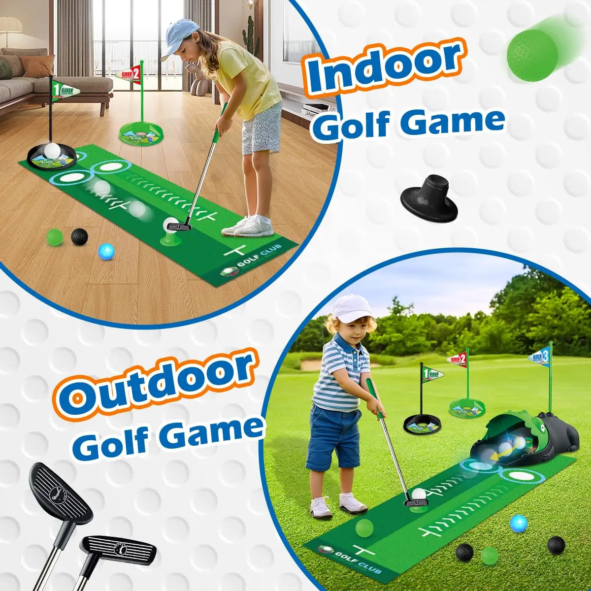 Terramus Kids Toy Golf Club Set With LED Ball Returner