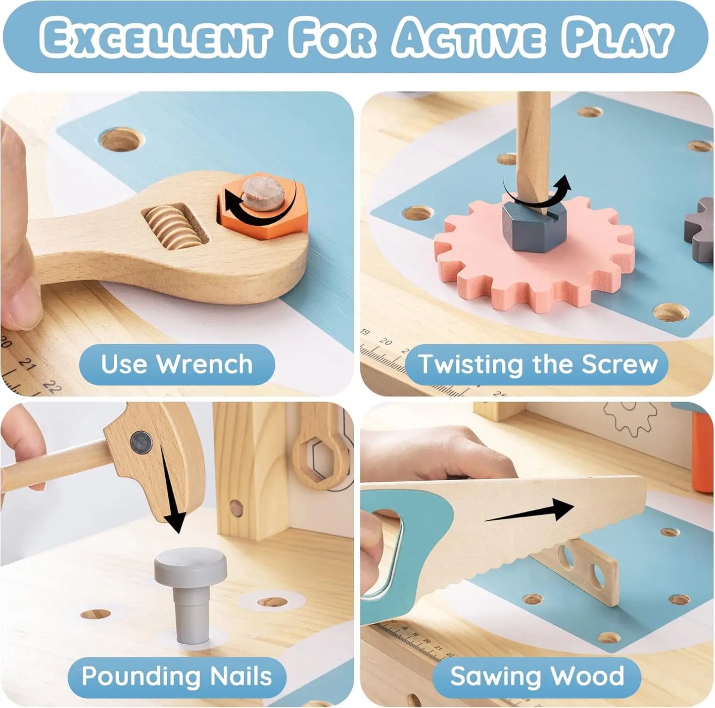 Rolife Robotime Kids Tool Bench Wooden Construction Toys