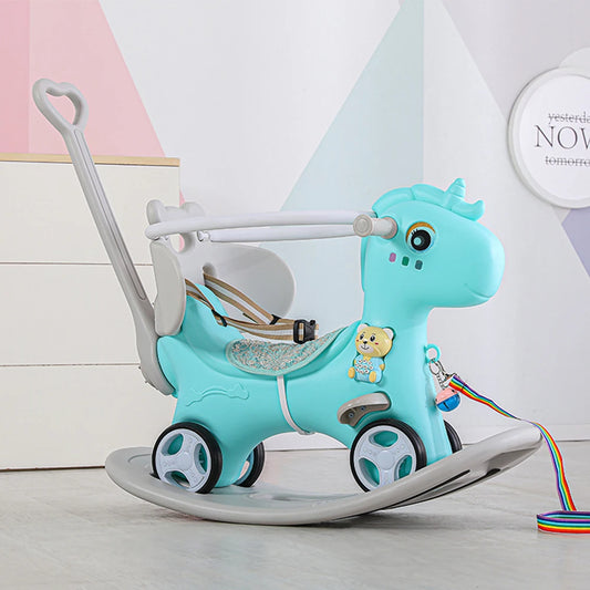 LWOCN Rocking Horse Toddlers Ride On Toy With Push Handle