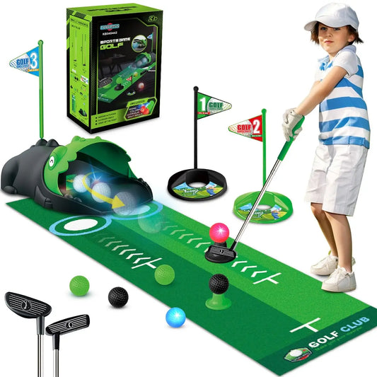 Terramus Kids Toy Golf Club Set With LED Ball Returner