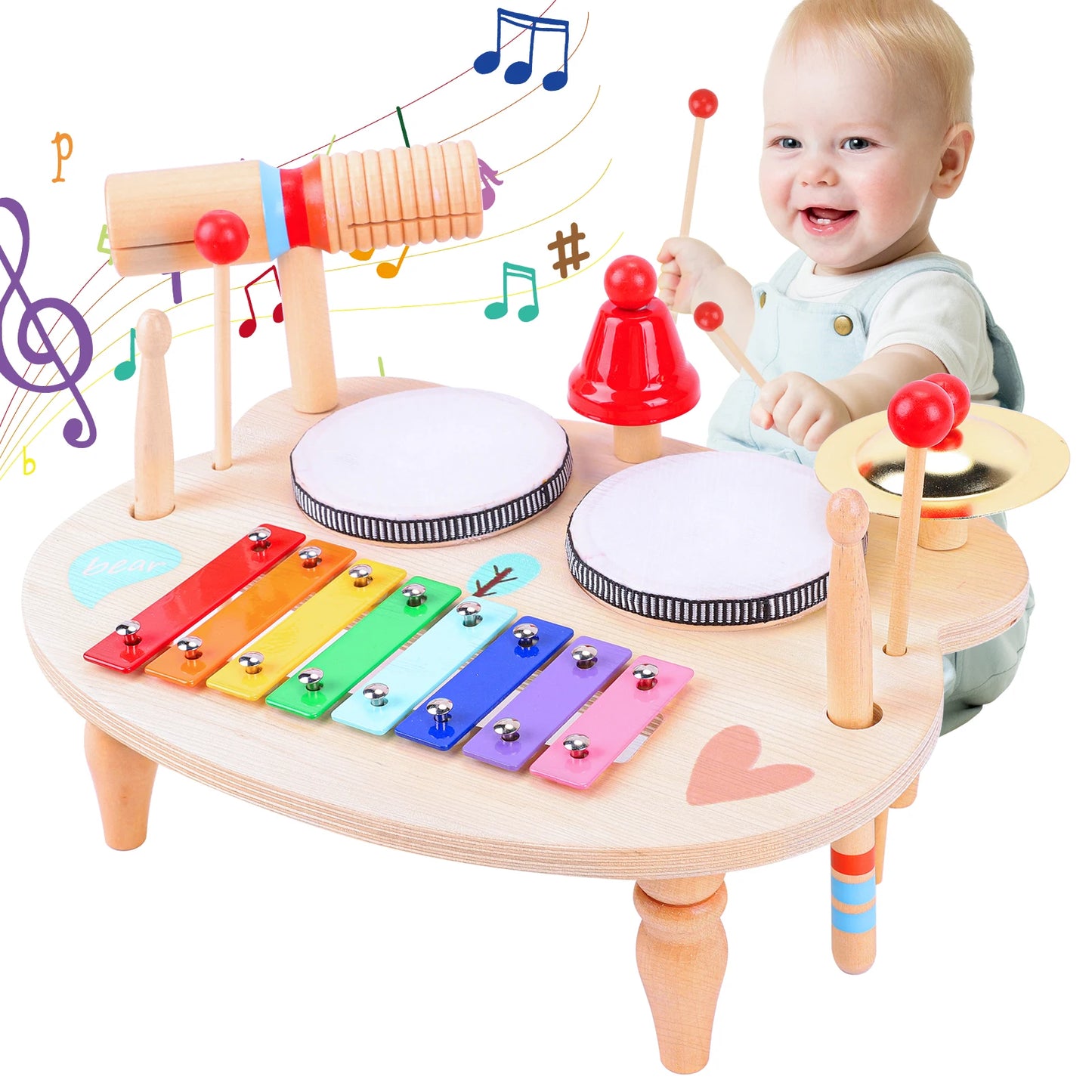Montessori Baby Drum Kit With Xylophone For Ages 1 To 3