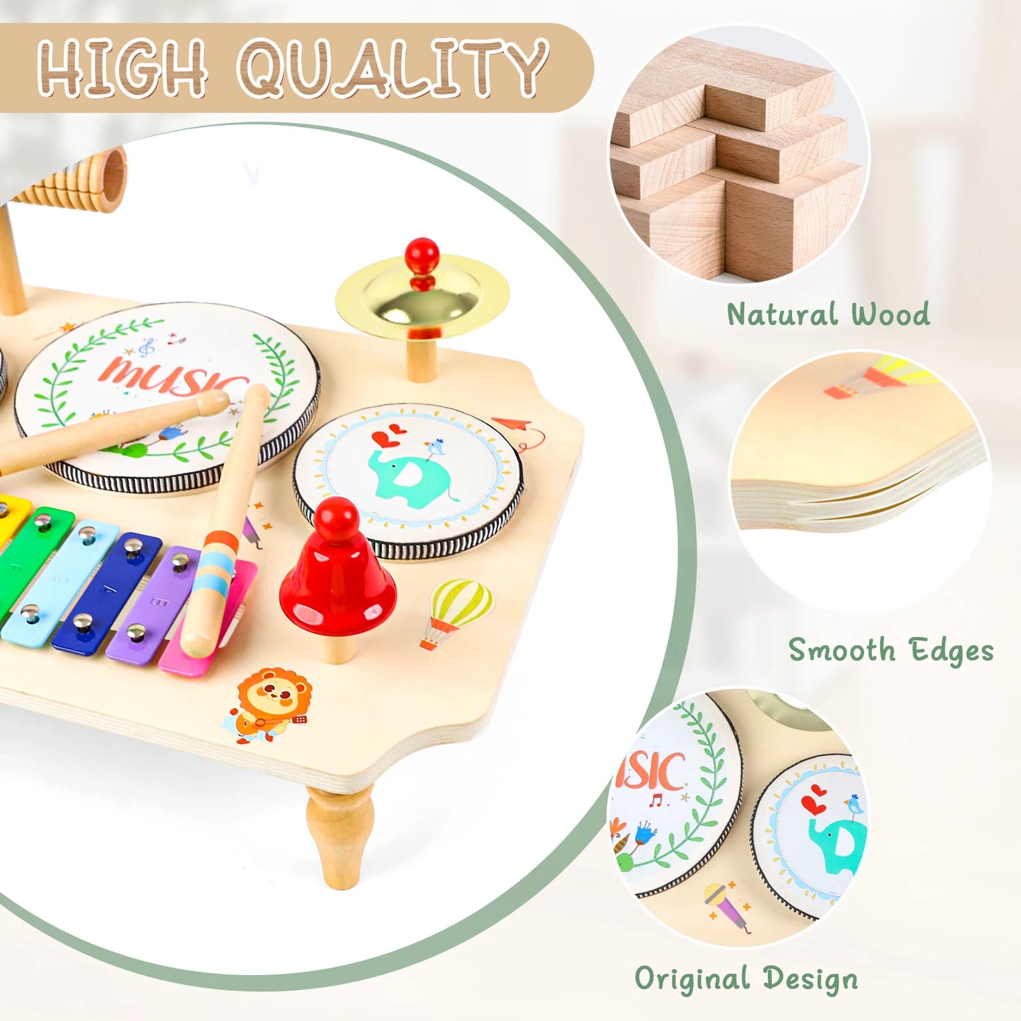 Montessori Baby Drum Kit With Xylophone For Ages 1 To 3