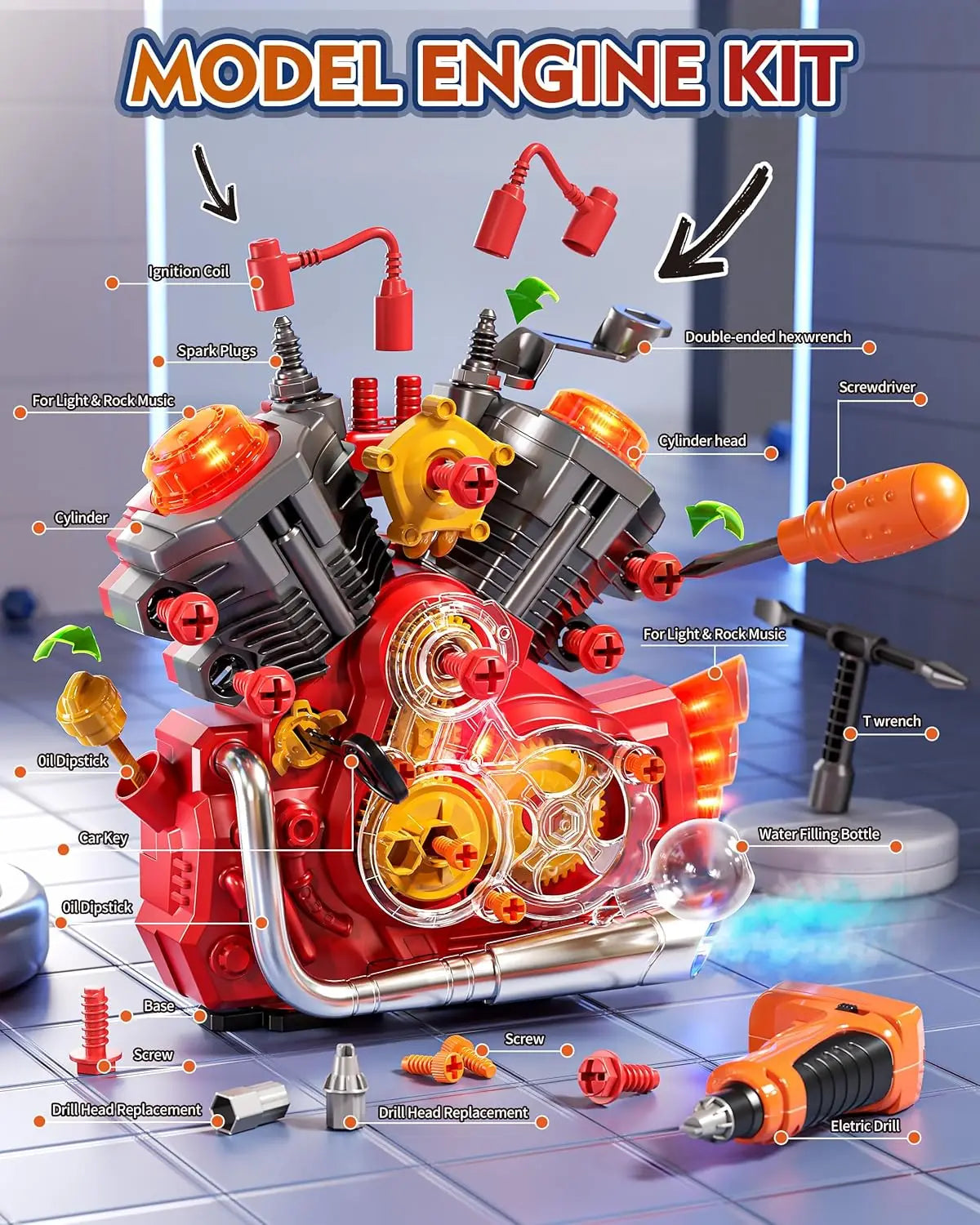 Engine Building Kit For Kids STEM Engine Model Toy