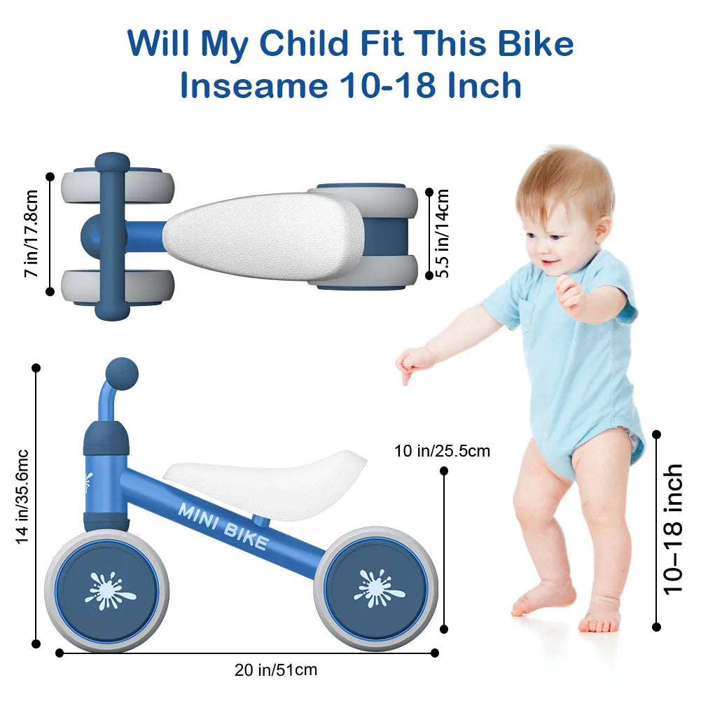 Baby Balance Bike Ride On Toy For 1 Year Olds Indoor Walker