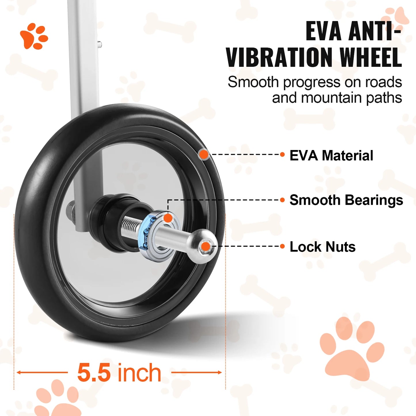 SucceBuy 2 Wheels Dog Wheelchair For Back Legs Hind Limbs