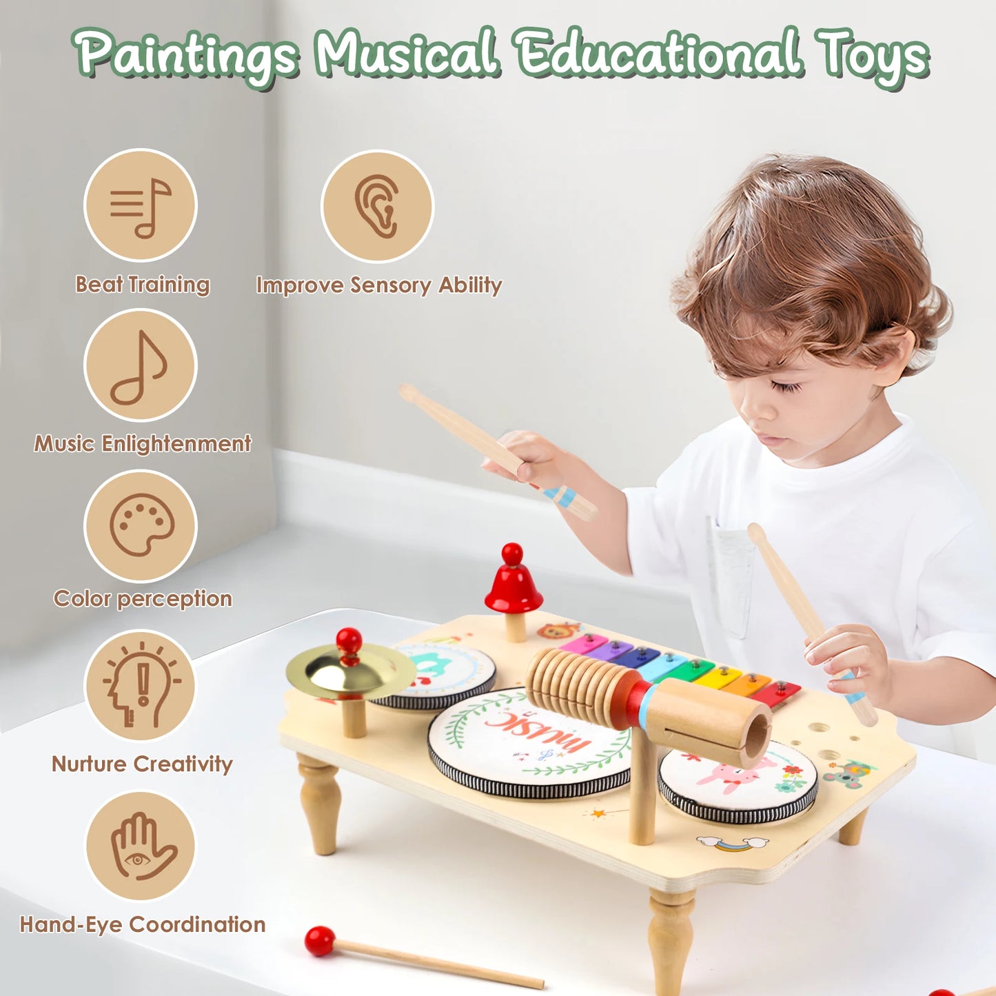 Montessori Baby Drum Kit With Xylophone For Ages 1 To 3