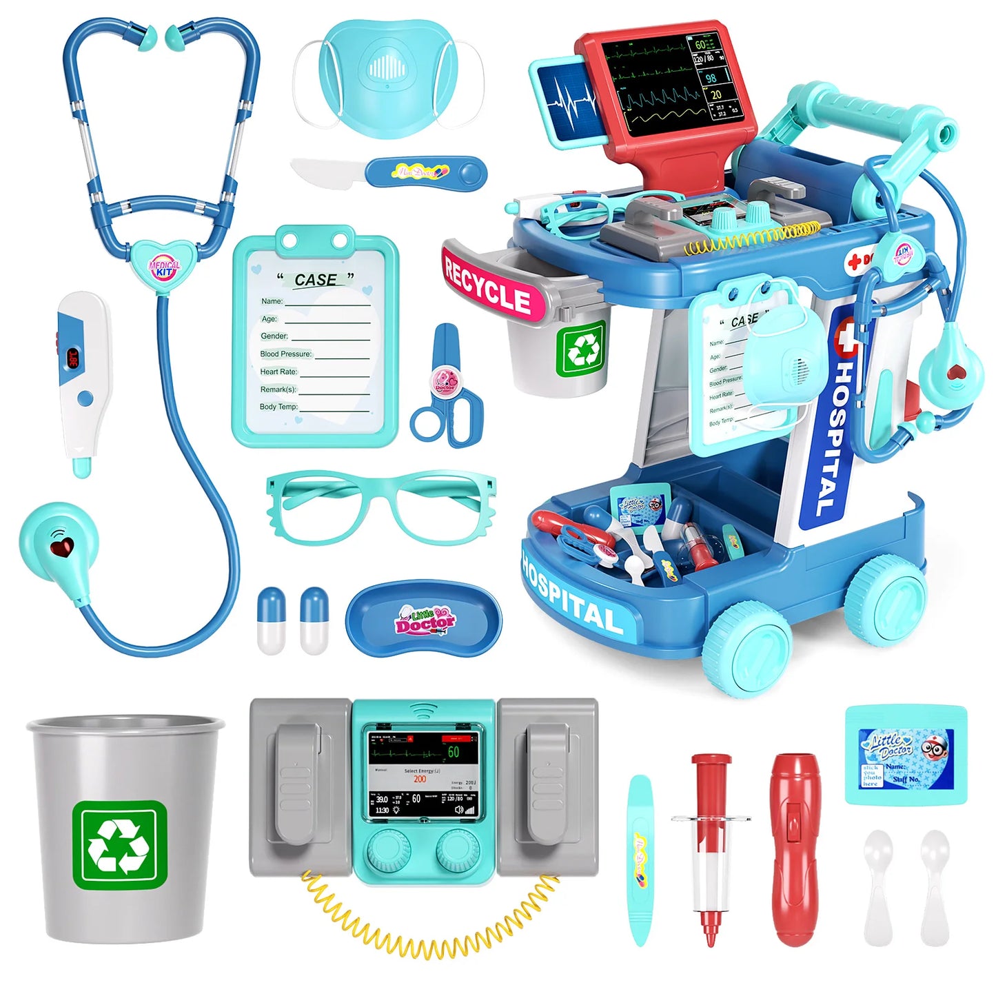 Jovow Kids Doctor Toy Set With Case Injections Stethoscope