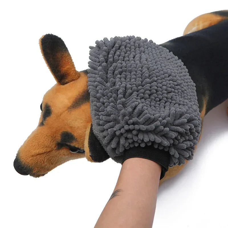 Pet Grooming Glove Quick Drying Towel Chenille Dog Mitt