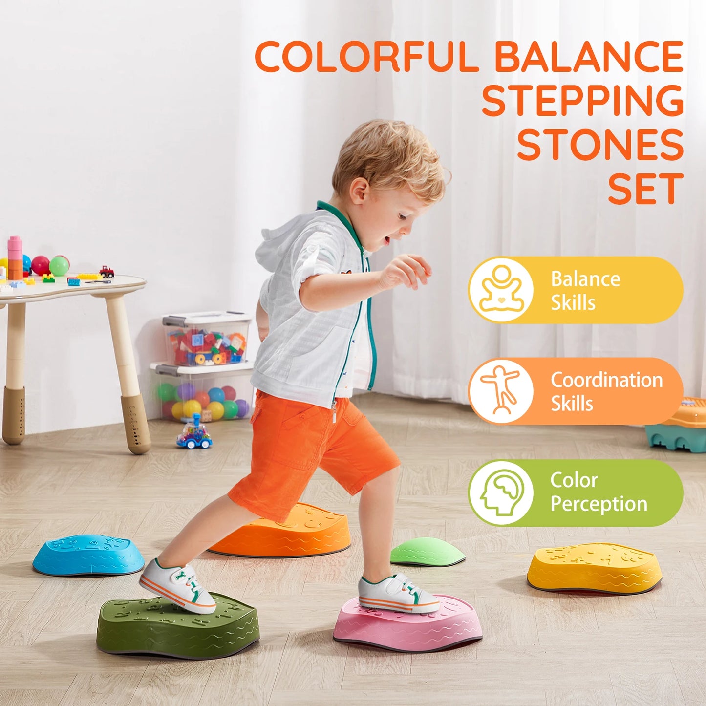 SucceBuy Balance Stepping Stones for Kids Indoor Play
