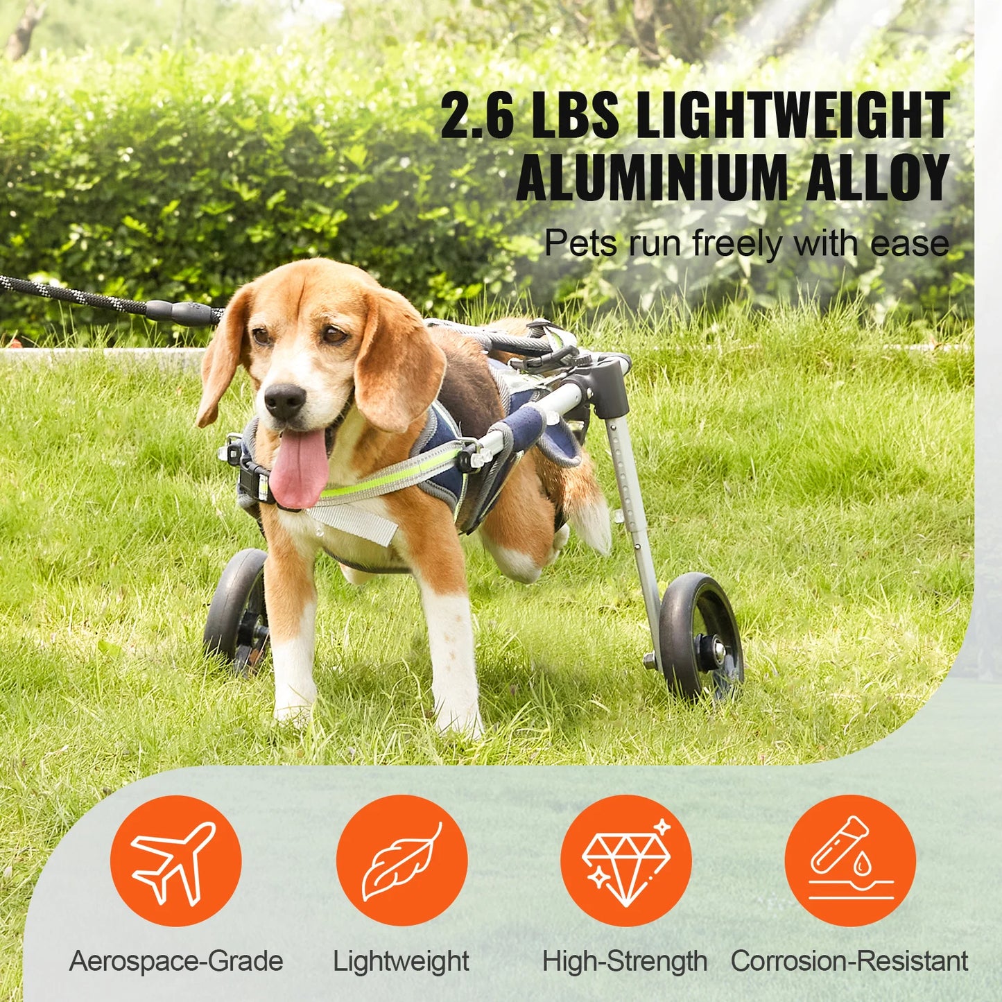 SucceBuy 2 Wheels Dog Wheelchair For Back Legs Hind Limbs