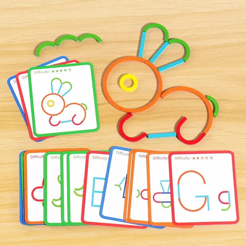 Wooden Sticks Rings Puzzle Montessori Educational Toy