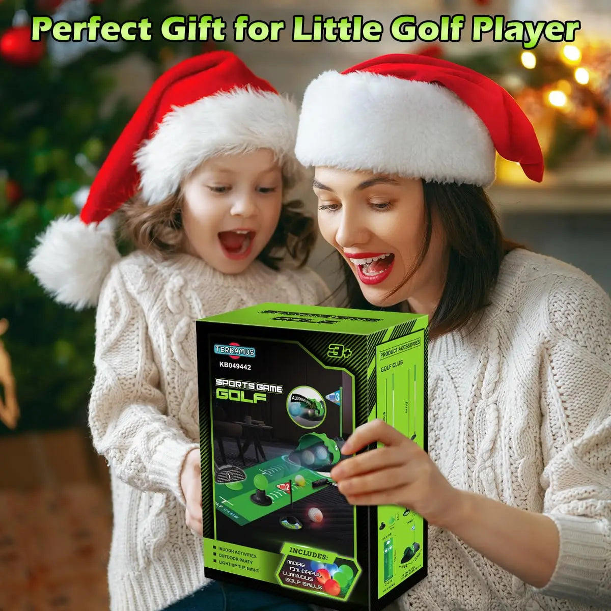 Terramus Kids Toy Golf Club Set With LED Ball Returner