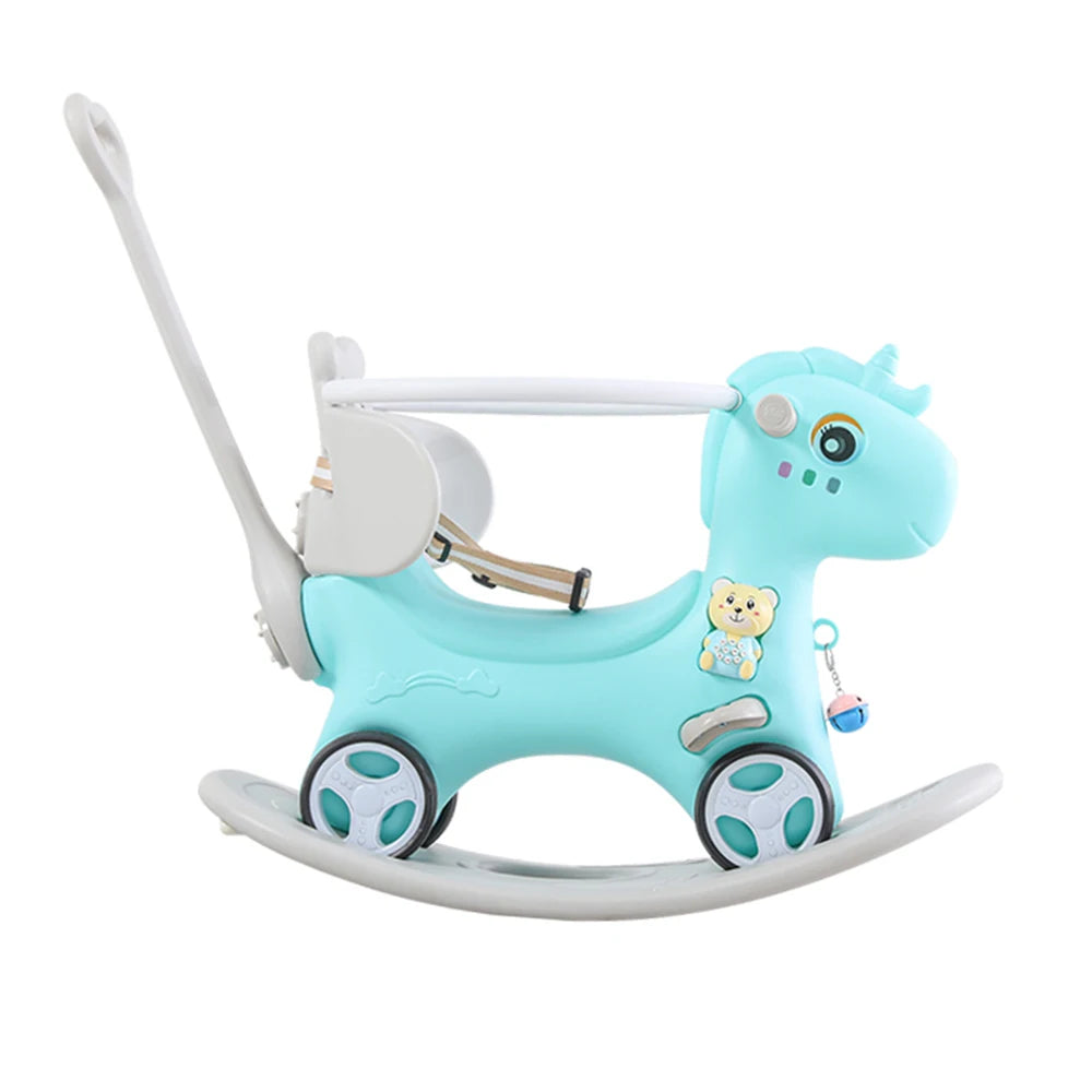 LWOCN Rocking Horse Toddlers Ride On Toy With Push Handle