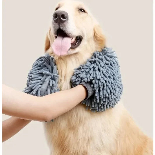 Pet Grooming Glove Quick Drying Towel Chenille Dog Mitt