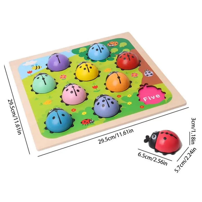Number Matching Game 1-10 Wooden Ladybugs Toy For Kids